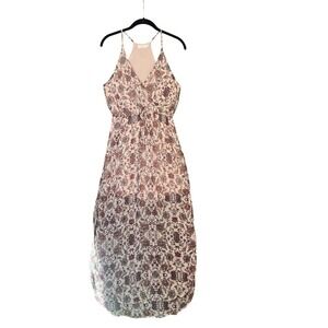 Lush Floral Halter Maxi Dress Floral High Slits Sz S Fairy Boho Festival Cottage